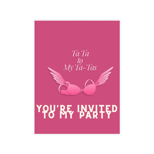 "Ta Ta to My Ta-Tas" Party Greeting Card Bundles (envelopes not included)